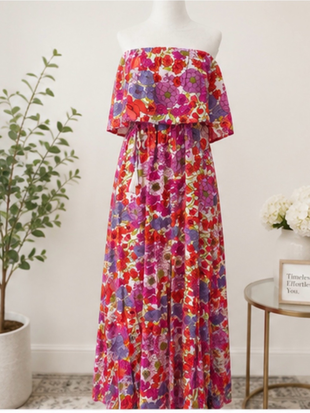 Off‑Shoulder Floral Maxi Dress - Pink Multi